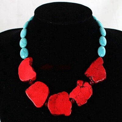 Gemengde Kleur Stone Ketting, Kraag Ketting: red