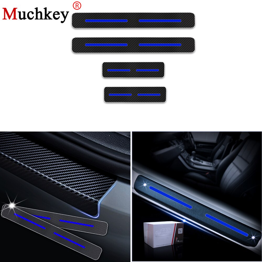 Carbon Fiber Sticker Car Door Sill Protector Scuff Plate For JAGUAR XF Car Accessories Stickers Car-Styling 4pcs