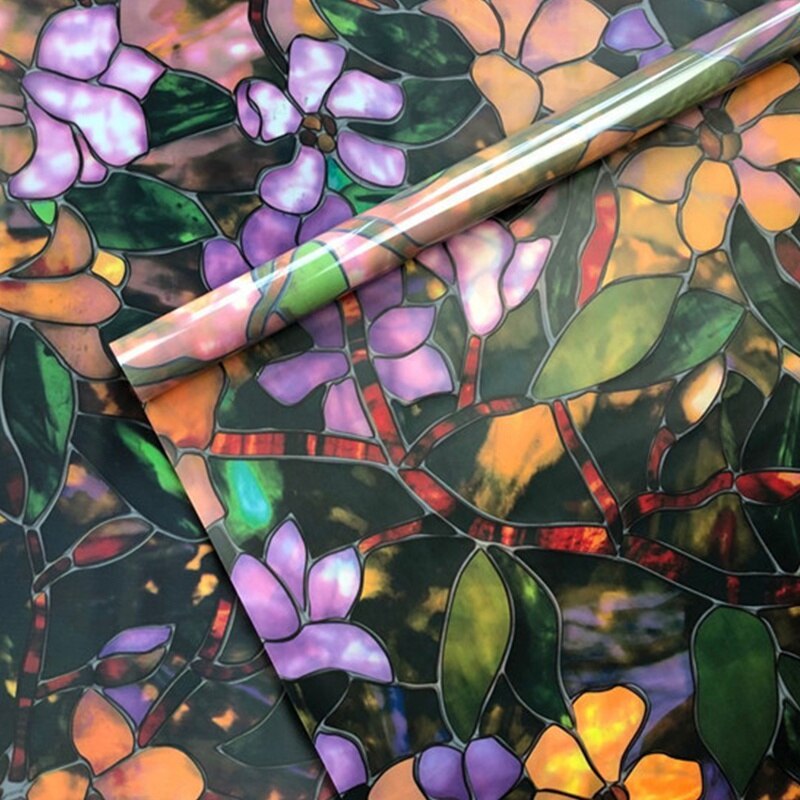 1 Roll Zelfklevende Stained Glass Window Glas Film Sticker Opaque Privacy Sticker Raamdecoratie Cling Glas Film Kleurrijke