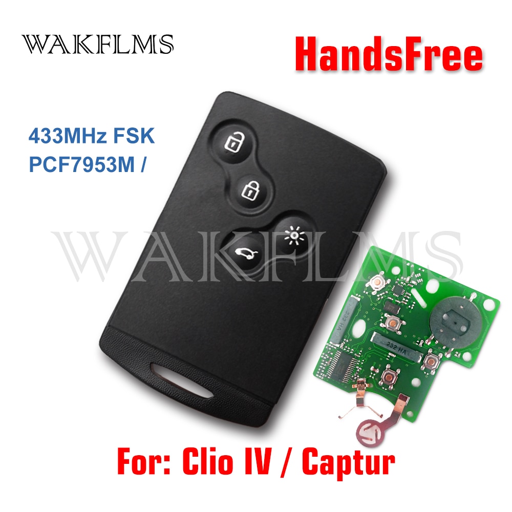 4 Buttons 433MHz PCF7953 Chip Passive Keyless Go / Entry Remote Car Key Smart System For Renault Clio IV Captur