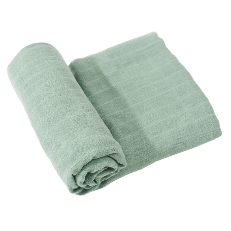 1Pc 120cm*120cm Bamboo Cotton Swaddle Blanket Muslin Baby Blankets Infant Swaddle Towel For Newborns Baby Wrap Kids Bed Sheet: Green