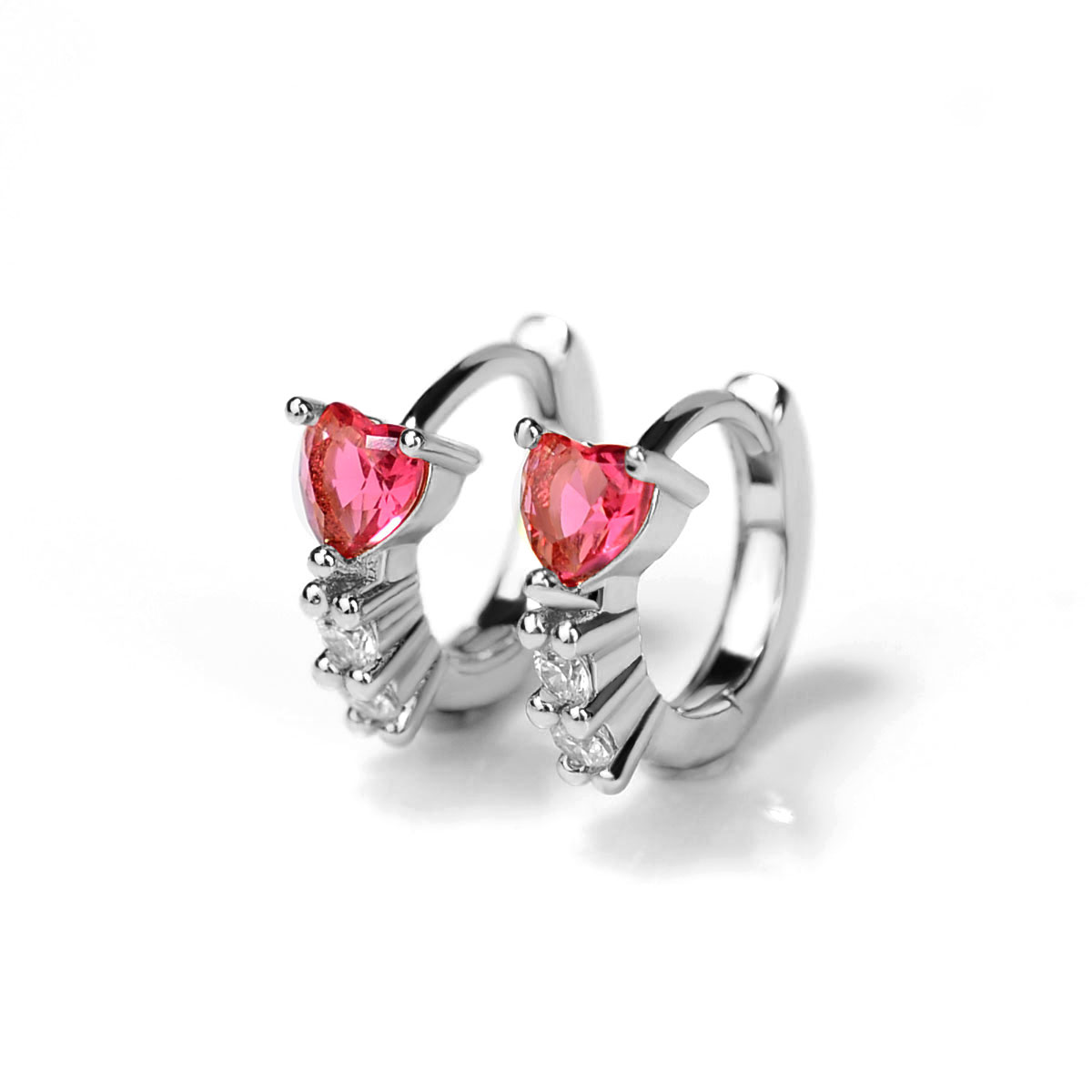 Pendientes Huggies púrpura blanco verde azul rojo corazón cuadrado Color plata pendientes de aro pequeños para mujeres niñas joyería de boda