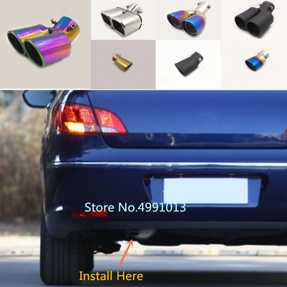 For Peugeot 408 car cover muffler exterior back end pipe dedicate exhaust tip tail outlet ornament vent 1pcs