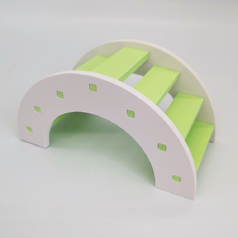 1PCS Hamster Toys Wooden Rainbow Bridge Toys Small Animal Activity Climb Toy DIY Hamster Cage Accessories Pet Supplie: Light Green