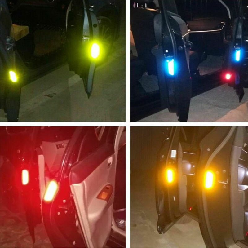 4 Universal Auto Puerta Abierta cinta pegatina reflectante de seguridad advertencia etiqueta