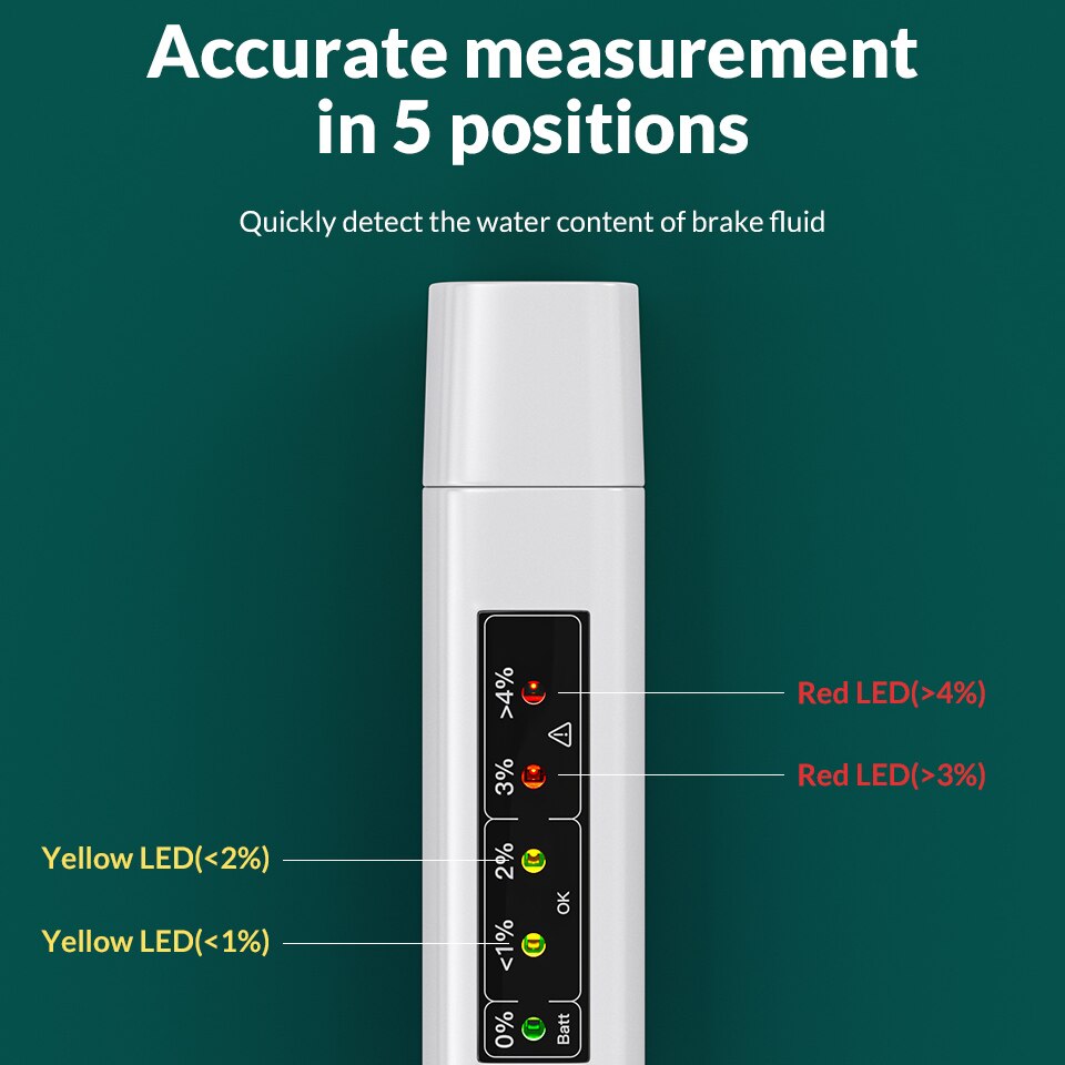 Brake Fluid Tester Accurate Oil LED Brake fluid Liquid Testing Pen With 5 Leds Universal Battery Test Indicator Pen