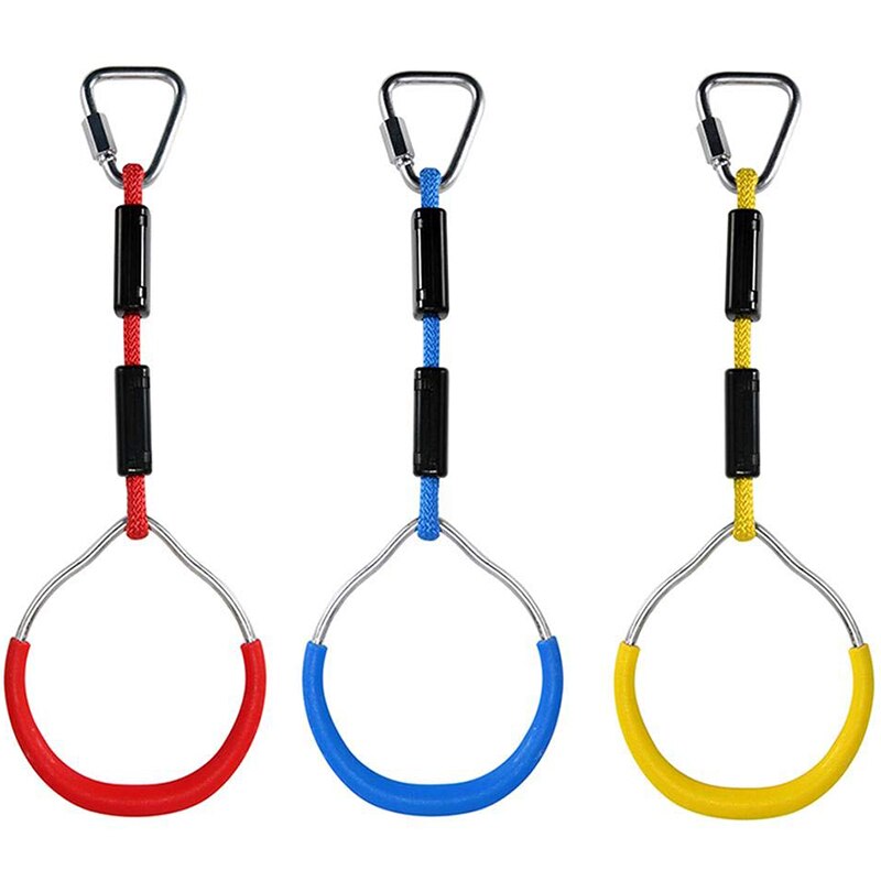 Swing bar ringe 3 stk justerbare farverige swing gymnastik ringe til børn drenge piger vejrbestandig udendørs gymnastik ring ninja obs: Default Title
