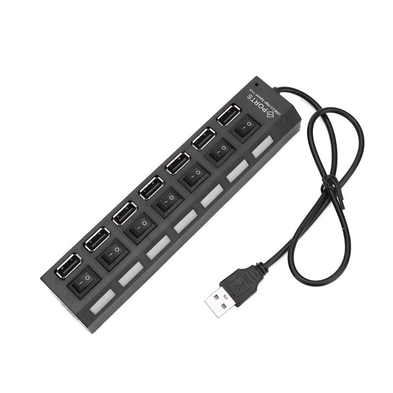 USB Hub 2.0 Multi USB Port 7 Ports Hub With on/off Switch USB High Speed Hab Splitter For PC Computer Accessories