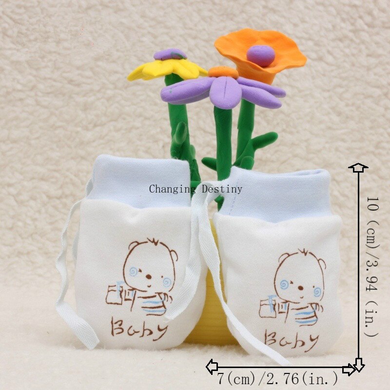 0-12 Months Baby Gloves Drawstring Adjustable Cartoon Anti-grabbing Face Little Bear Printed Glove Random