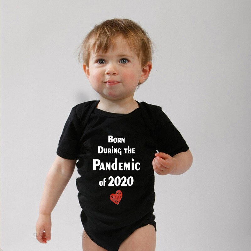 Bébé été tenue col rond manches courtes body avec pandémie de impression pour enfant en bas âge garçons filles 0-12 mois