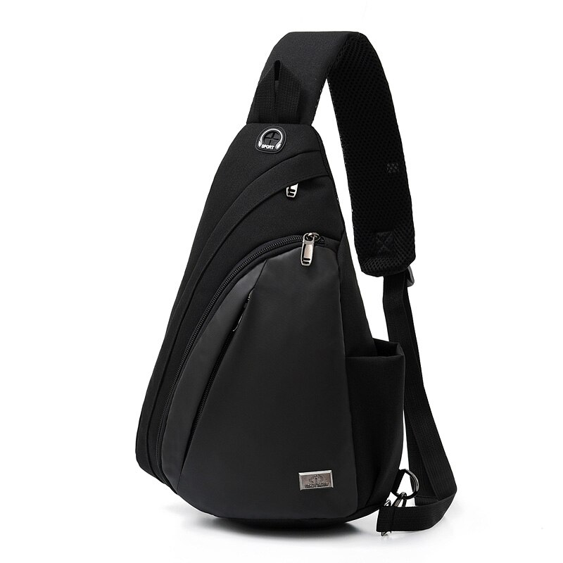 Men's Chest Bag Unisex Nylon Solid Color Zip Soft Crossbody Versatile Reflective Travel Purses And Handbags Bolsa Feminina: Black
