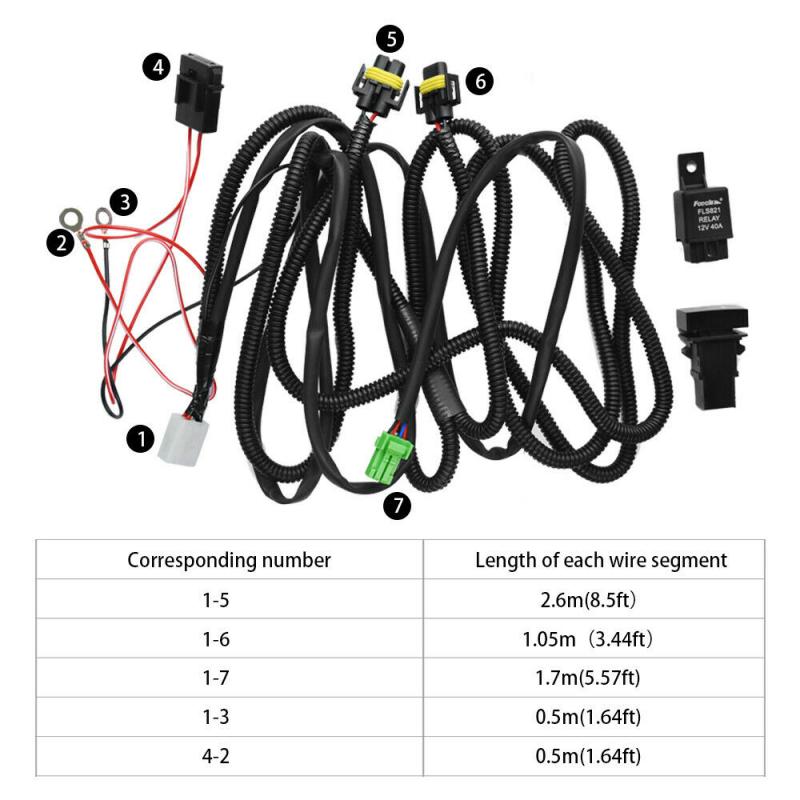 Car Fog Light Wire Harness H11 Fog Light Lamp Wiring Harness Socket Wire Connector With 40A Relay & On / Off Switch Kits