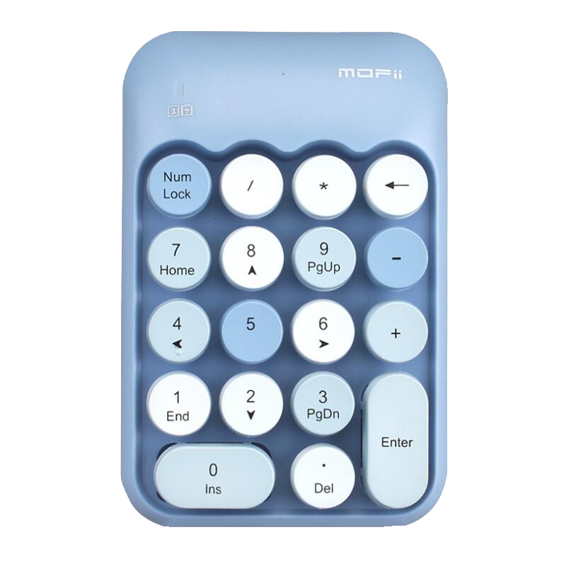Notebook 3 in 1 Wireless Keyboard Mouse Numeric Combos 2.4G Wireless Number Pad Round Punk Mini Keyboard and Mouse Free Mousepad: Blue Numeric