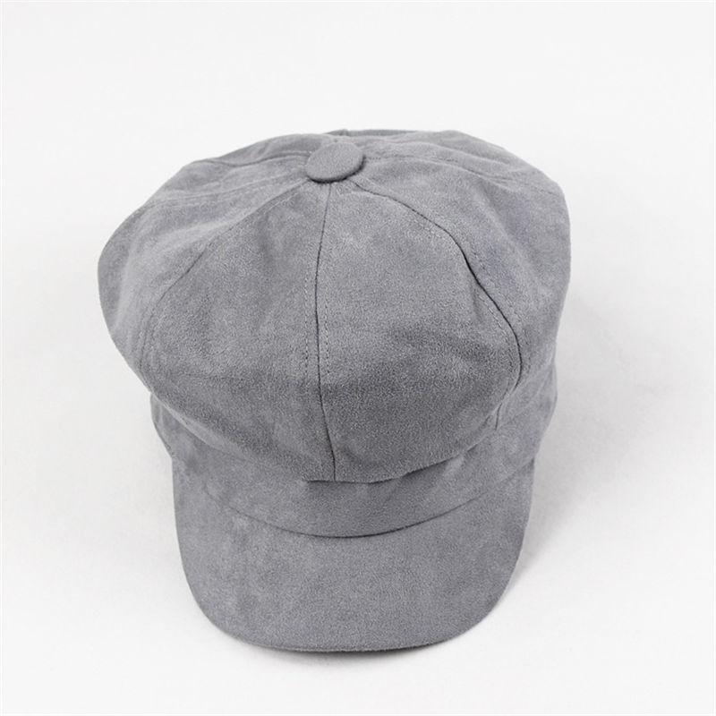 Winter warm solide Achteckige Hüte für frauen und mädchen Baskenmützen Maler Hütte Mütze Deckel 01: Grau