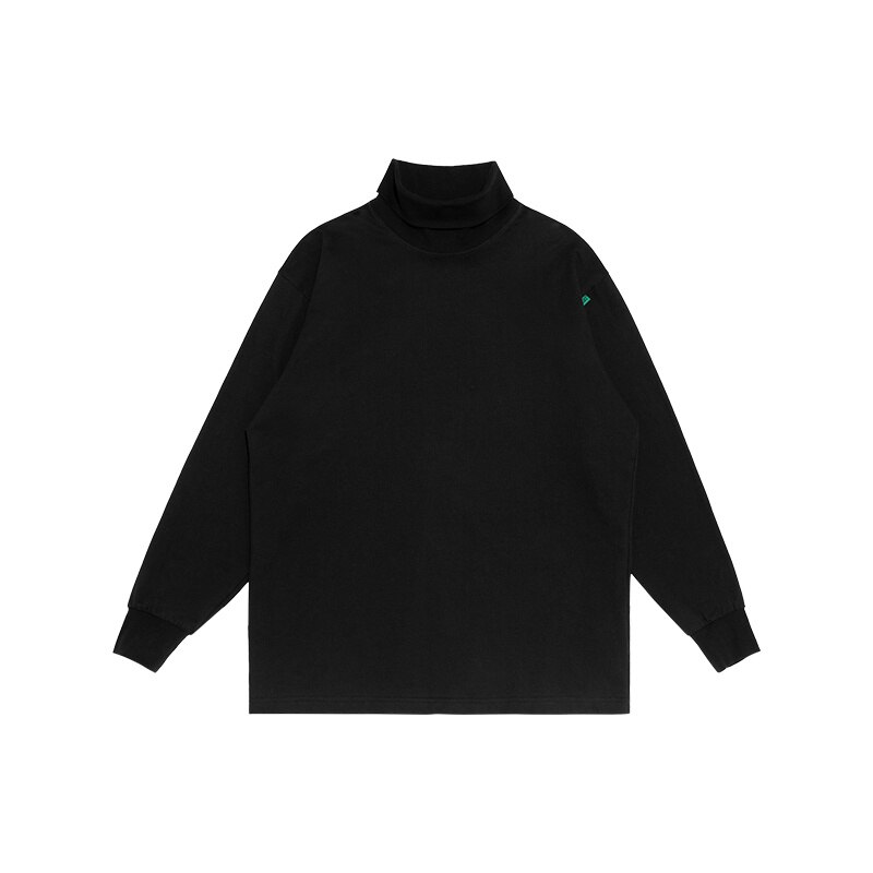 20fw topp tröja i ren färg 100%  bomullströjor med turtleneck dam män casual sweatshirts: Svart / L