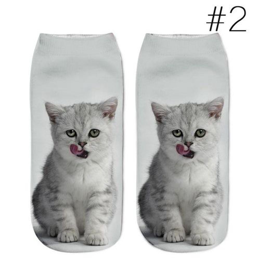 1 Paar Womens Cotton Low Cut Ankle Sokken Catoon 3D Dieren Gedrukt Mode Sokken Korte Sokjes Fancinating enkel: 2