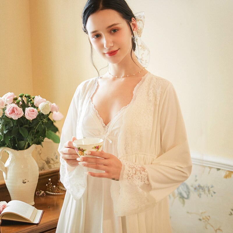 Badrockar fast kimono 2 st morgonrock morgonrock vit sängkläder peignoir bröllopskläder brudtärna kläder  h313