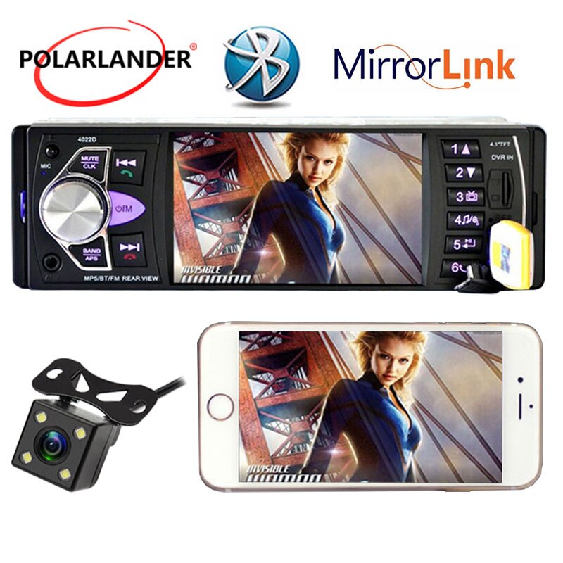 4.1 tommer autobånd bluetooth-spejllink til android-telefon  mp5- afspiller bilradio autoradio fm / usb / sd / tf radiokassetteafspiller
