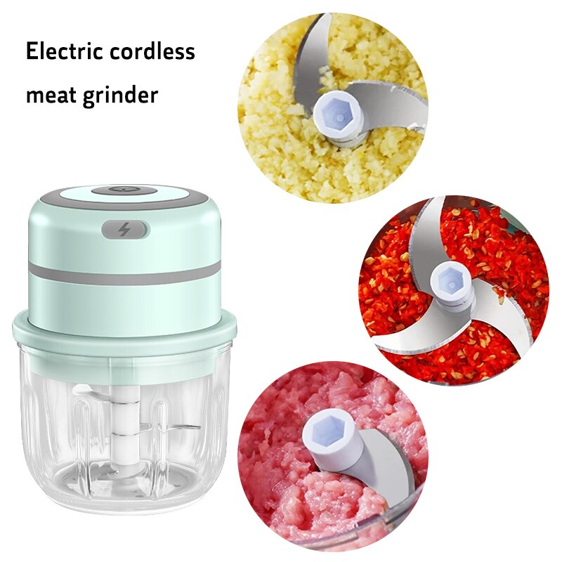 300ml Wireless Portable Electric Garlic Masher Vegetable Meat Grinder Fresh Chili Chopper Charging Mini Durable Kitchen Tool