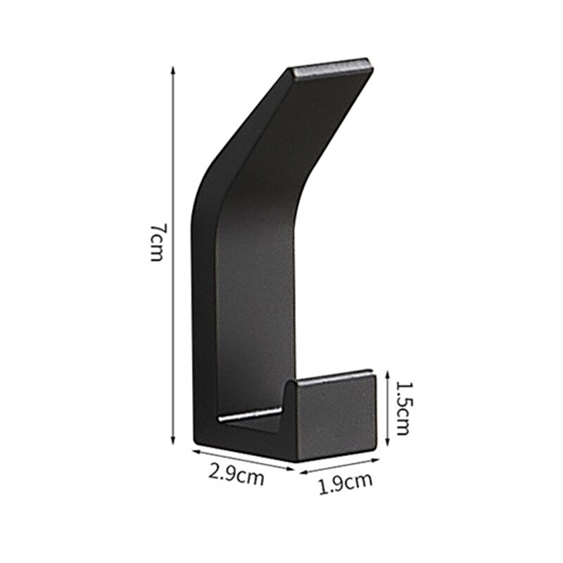 Haken Op De Muur Voor Opknoping Handdoeken Sleutel Kleding Dubbele Haak Rail Gewaad Haak Jas Voor Badkamer Woonkamer Keuken Accessoires: Black 1pc