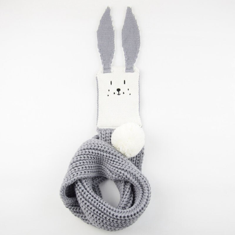 Nette Karikatur Kaninchen Baby Schal Winter Warme Baby Mädchen Jungen Schals Weiche Gestrickte Hals Wärmer freundlicher freundlicher Schals: grau