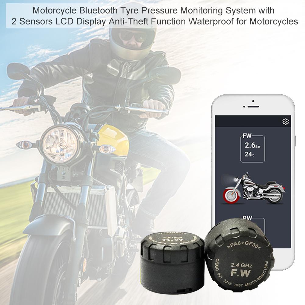 2 stuks Auto Bandenspanning Monitor Sensor TPMS Voor Motorfiets Bandenspanningscontrolesysteem LCD Display Waterdicht Voor Motorfietsen