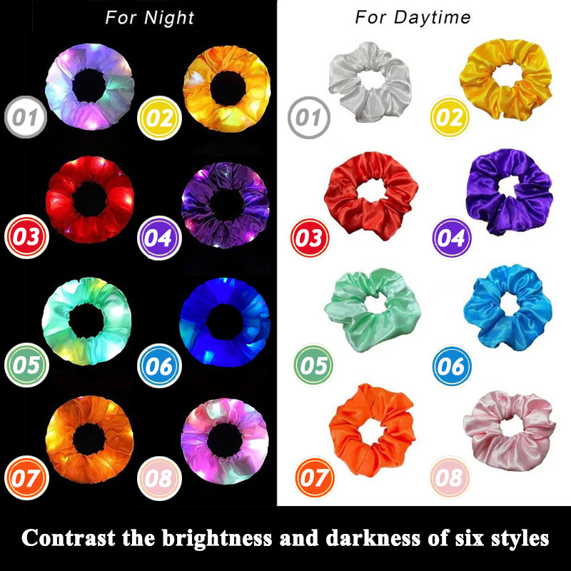 Popular parpadeante iluminado chica lazo para el cabello LED luminoso chica Scrunchies mujeres brillante Scrunchy cuerda para el cabello accesorios para el cabello