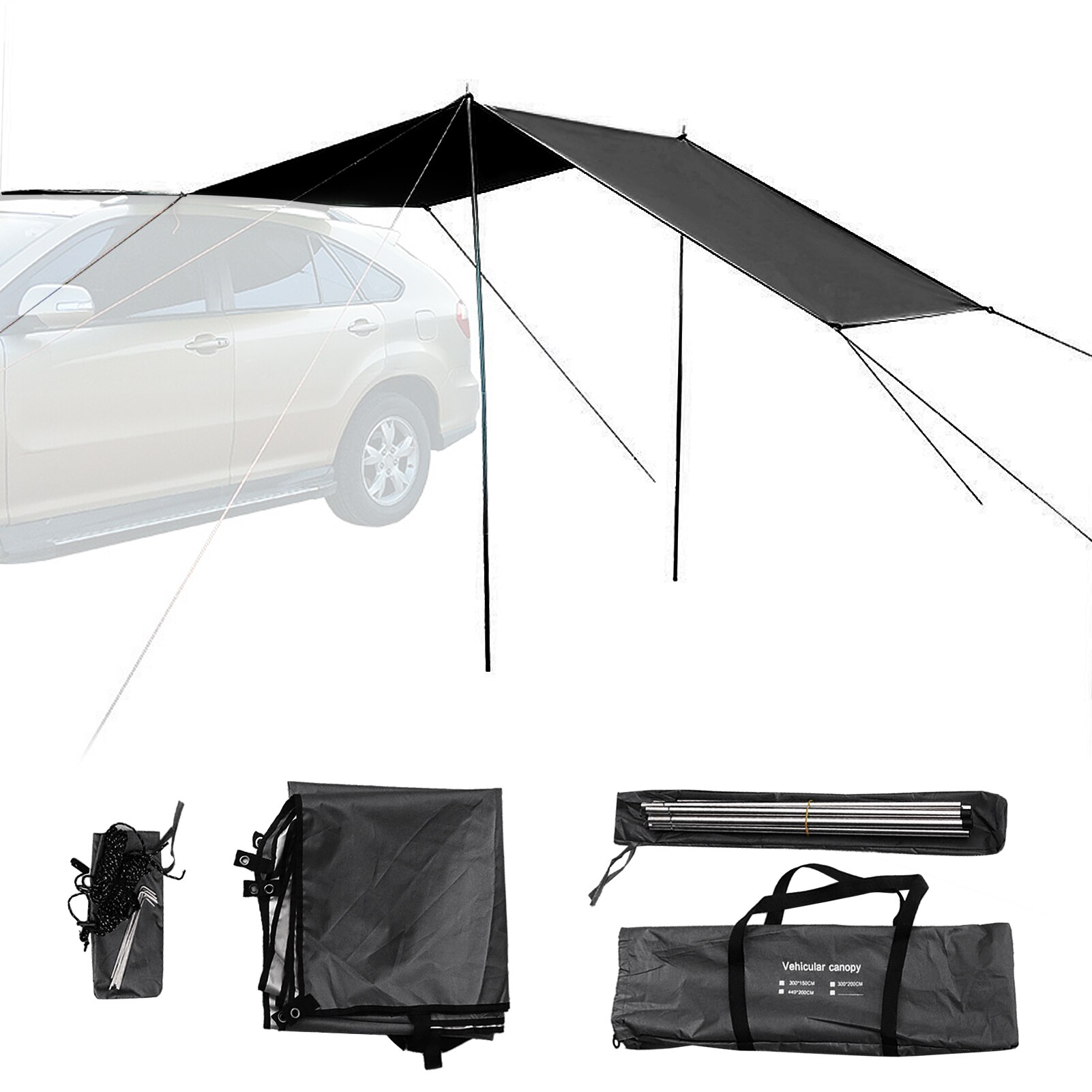 Auto Luifel Tent Dak Top Voor Suv Auto Outdoor Camping Reizen Strand Zonnescherm 210D Oxford Sunproof Regendicht Luifel
