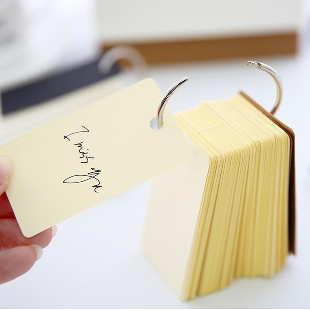 Kraft Paper Binder Ring Easy Flip Flash Cards Study Memo Pads DIY Stationery