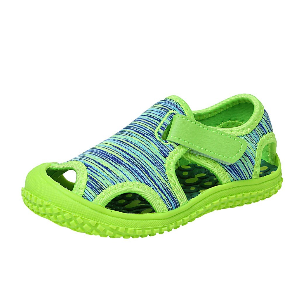 été bébé filles garçons sandales enfants plage sandales fond souple anti-dérapant infantile chaussures enfants en plein air Anti-collision chaussures: green / 23