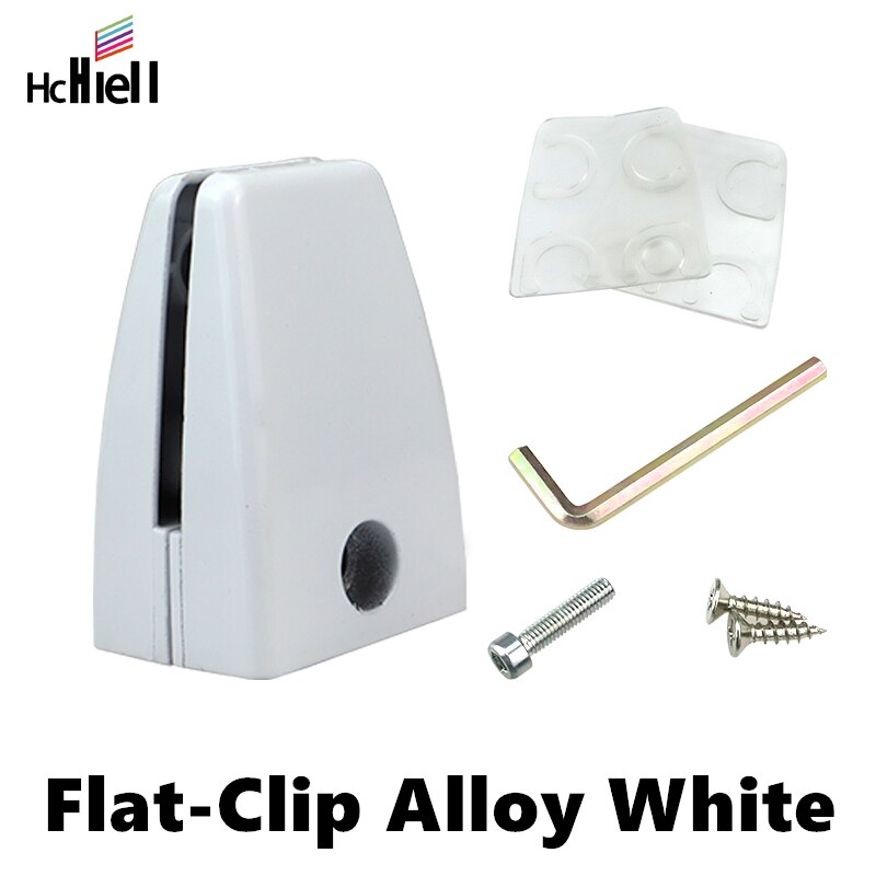 Pinzas de aleación de aluminio y plata para Mampara de oficina ajustable, soporte de abrazadera para estante de vidrio: Flat alloy white