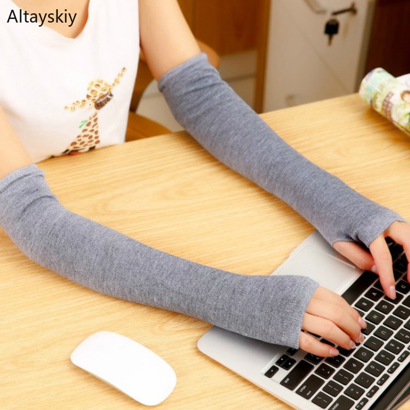 Armvärmare kvinnor cashmere randig solid varm vinter lång finger-mindre tjockare dam ärm match match fritid trendig chic kawaii