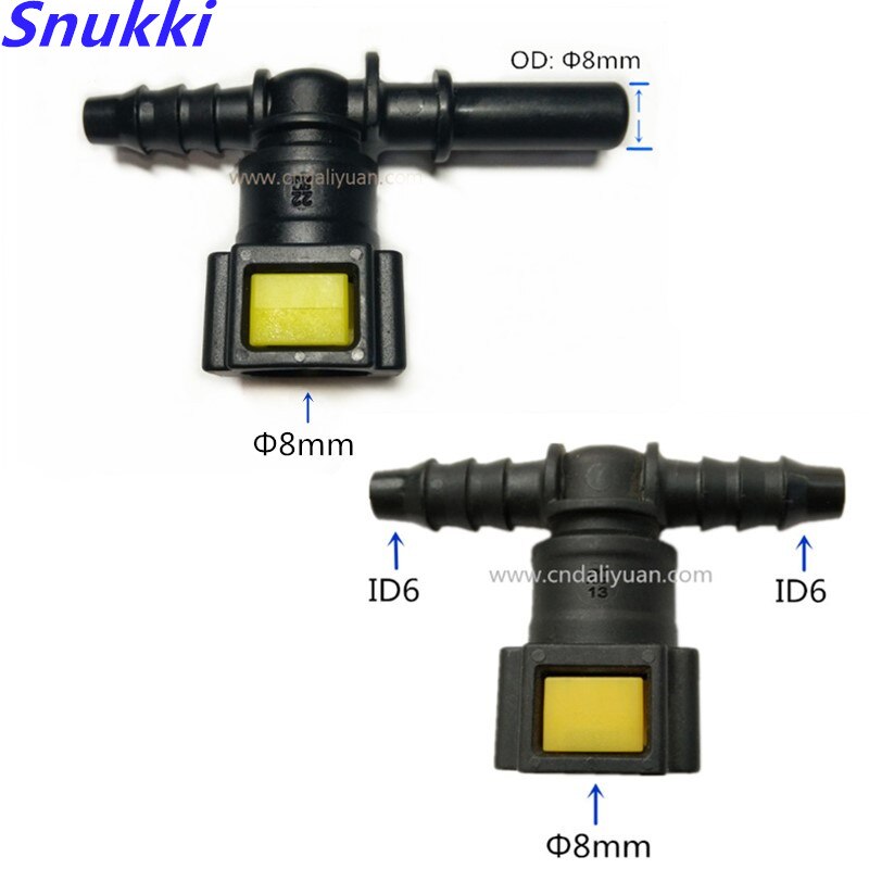 D8 Tee connector for Peugeot 207 Fuel line quick connector plastic female connector gas fuel filter connector two 2pcs a lot