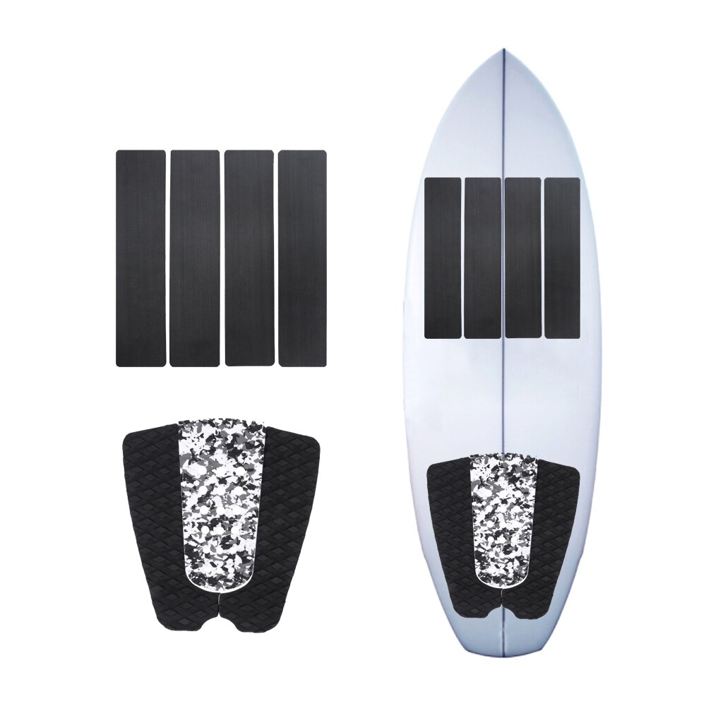 6 Pieces Surfboard Traction Pad Front Deck Pads Premium EVA with Tail Kicker 3M Adhesive for Longboard Shortboard Fish Skimboard