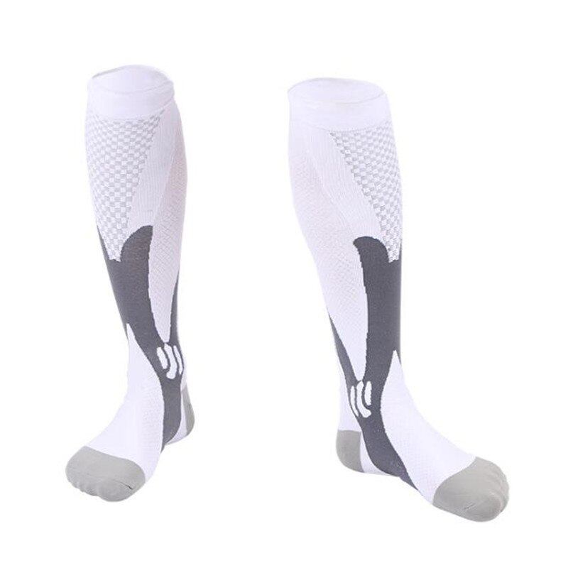 Nylon kolarstwo skarpetki kompresji skarpety sportowe do biegania koszykówka piłka nożna mężczyźni kobiety oddychające skarpety rozmiar ue 38-47: white / L/xl