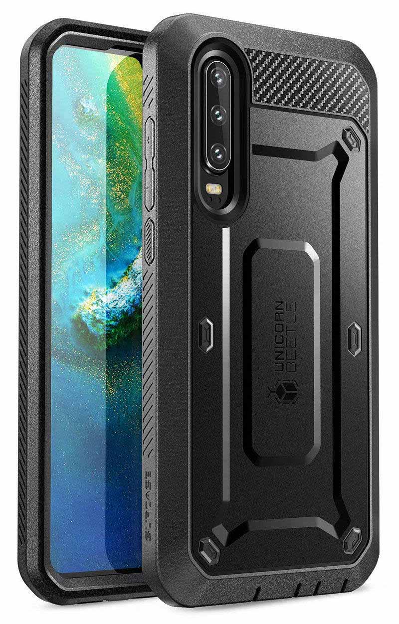 SUPCASE For Huawei P30 Case 6.1 inch ) UB Pro Heavy Duty Full-Body Rugged Cover with Built-in Screen Protector &amp; Holster: Black