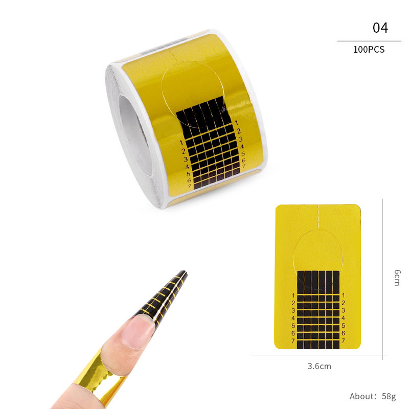 100 unids/lote puntas de formas de uñas francesas extensión de pegatinas de uñas acrílico UV Gel curva herramientas de arte de uñas postizas formas guía DIY juego de manicura: Caqui oscuro