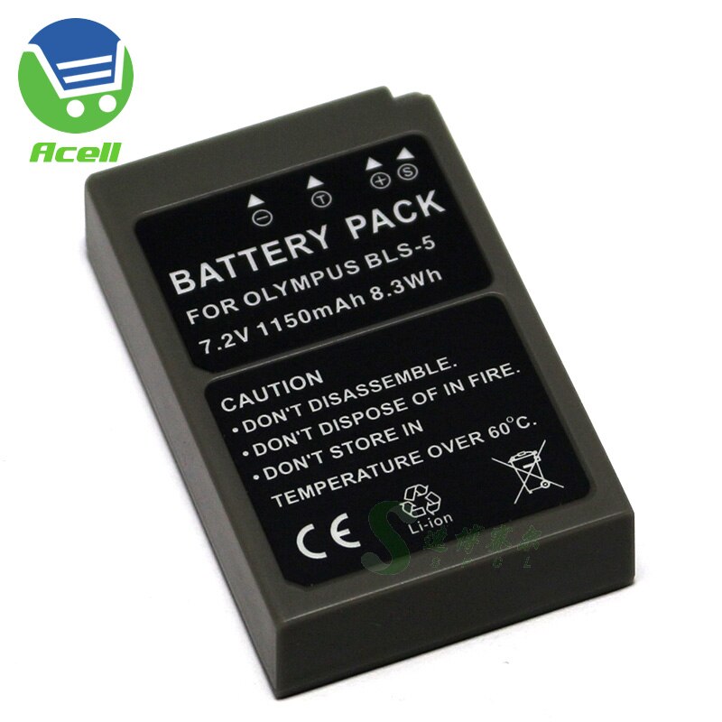 Batería de BLS-5 para cámara de BLS-50 OLYMPUS E-M5 Mark III E-PL10 E-PL9 E-PL8 E-PL7 E-PL6 E-PL3 E-PL2 E-P3 E-P2: 1Battery
