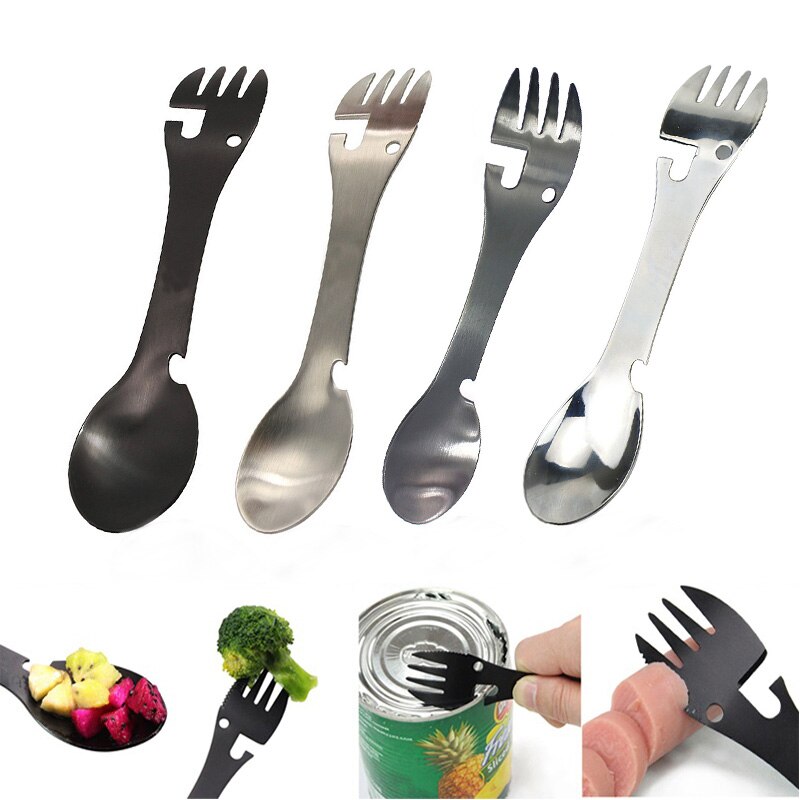 Multitool Stainless Steel Cutlery Flatware Utensil Fork Can Opener Spork Picnic Multi Tool Spoon Portable Camp Tableware Fork