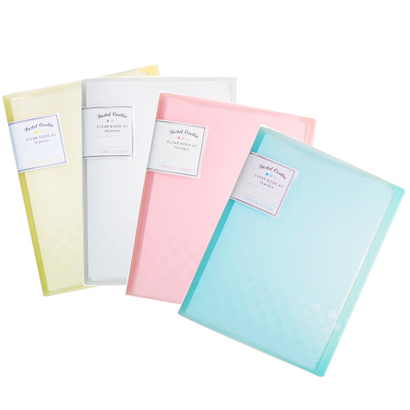 Suministros de oficina fuerte Clip A3 doblar papel de prueba organizador de documentos transparente Multi-Insertar carpeta de archivos libro de colección de dibujo