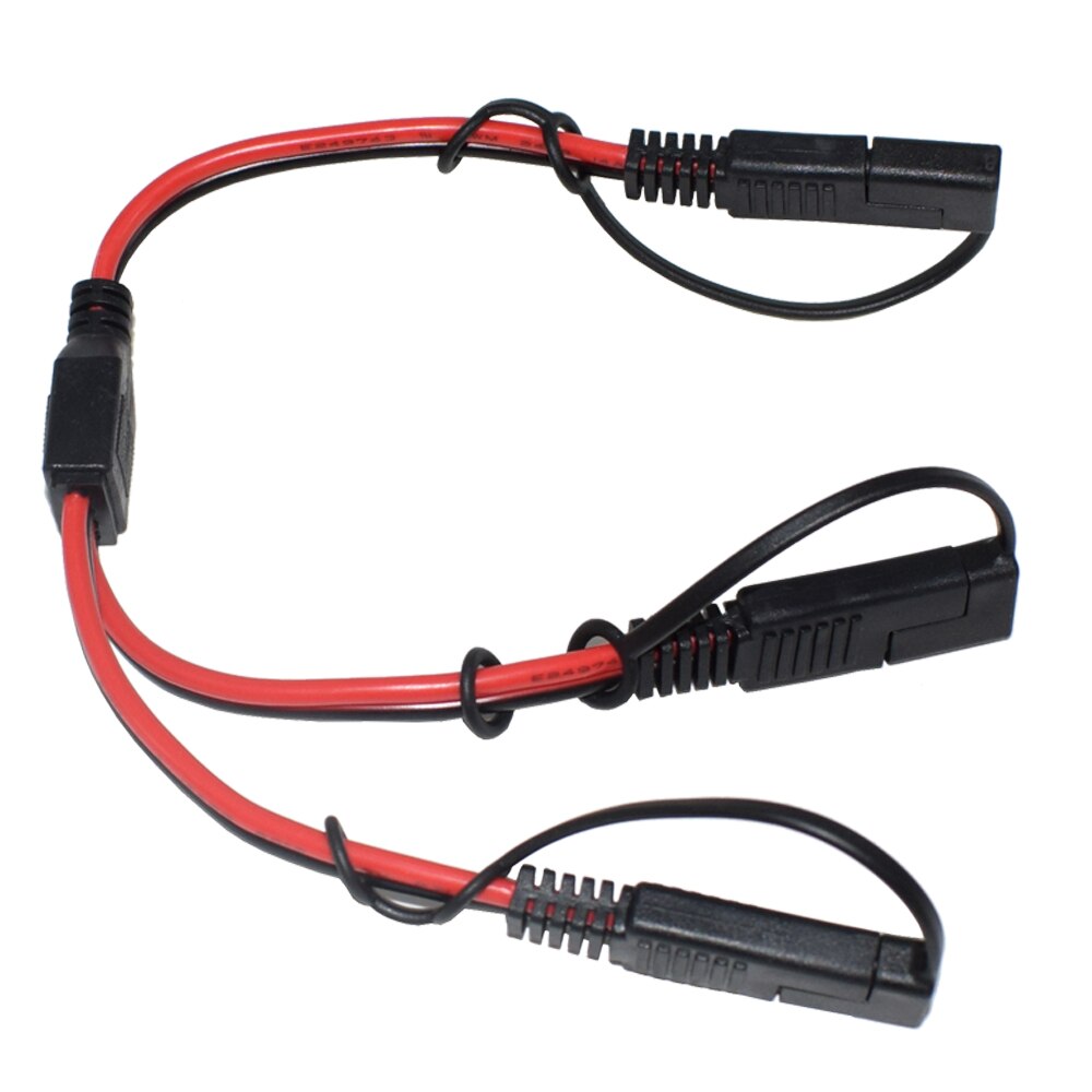SAE DC Power Automotive Connector Cable Splitter 1 to 2 SAE Extension Cable Suitable for Solar Battery Connection 14AWG