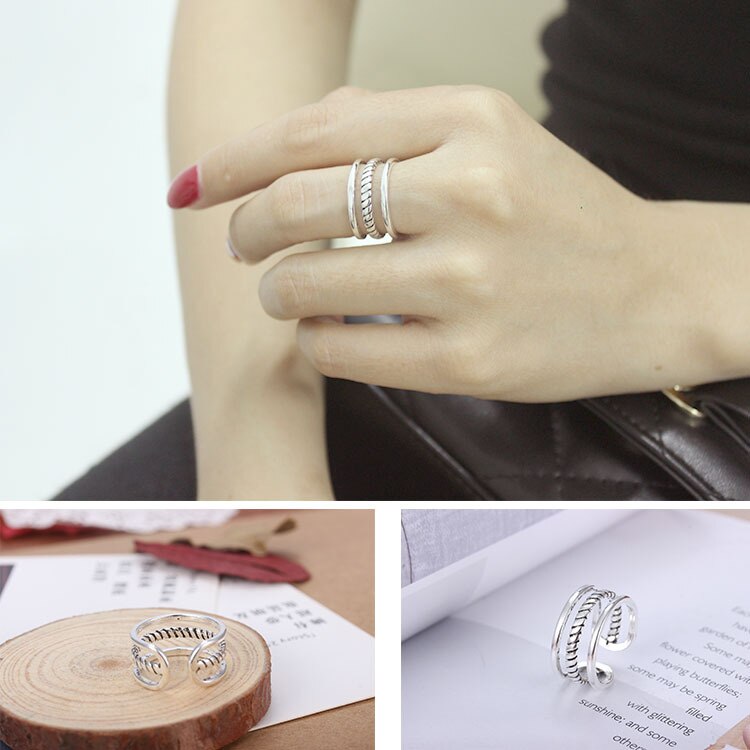 2019 bijoux in Argento di colore retrò Anelli per le Donne del Regalo Delle Signore Anelli di Misura Adattabile Antico Anello Joyas De Plata