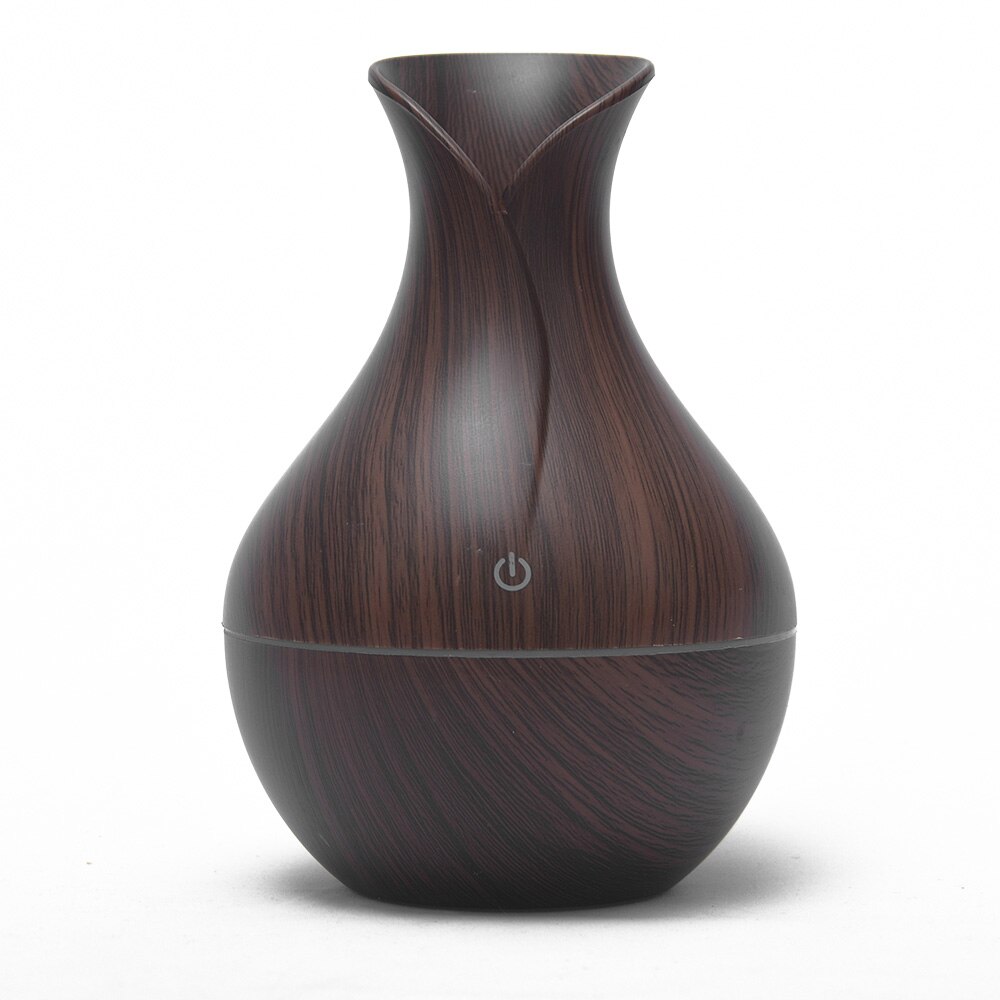Mini Electric Air Humidifier USB Ultrasonic Aroma Essential Oil Diffuser Wood Grain Cool Mist Maker LED Light For Home Office: Deep wood grain