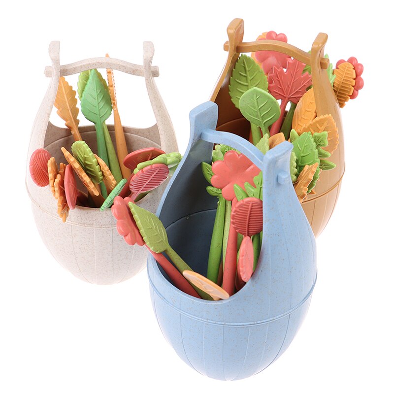 16 sztuk widelec robić owoców owoce wykałaczka obiad deser ciasto wybierać dla dzieci dekoracje na domowe przyjęcie beczki liści