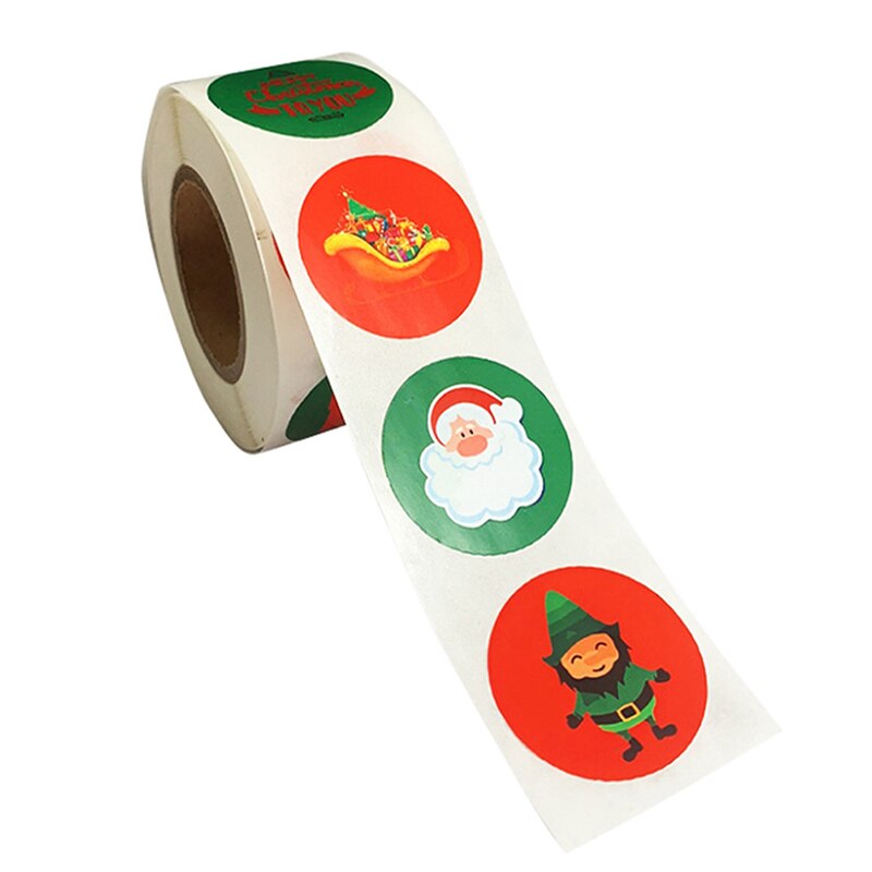 500 stk / rulle julemærkat 8 design mønster tegneserie klistermærke til børnelegetøj jul vandtæt klæbemærkater
