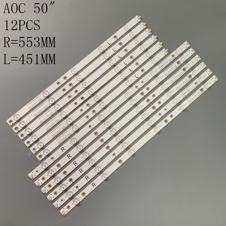 Bande de rétroéclairage LED, 12 pièces/ensemble, pour LC-50LB370U, 500TT65, 500TT66 V1, 50pfk6510, 500TT41, 500TT42 v4,
