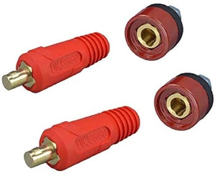 Riverweld Tig Lassen Kabel Panel Connector-Stekker En Stopcontact DKJ35-50 & DKZ35-50 Dinse Quick Fitting Rode Kleur 4 Stuks