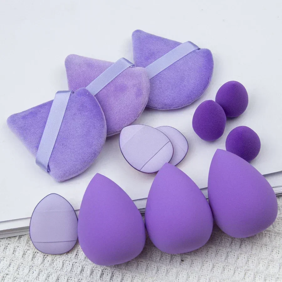 12/14 pçs esponja de maquiagem cosméticos puff fundação esponjas liquidificador beleza ovo pó puffs compõem acessórios ferramentas de maquiagem feminina: Prateado