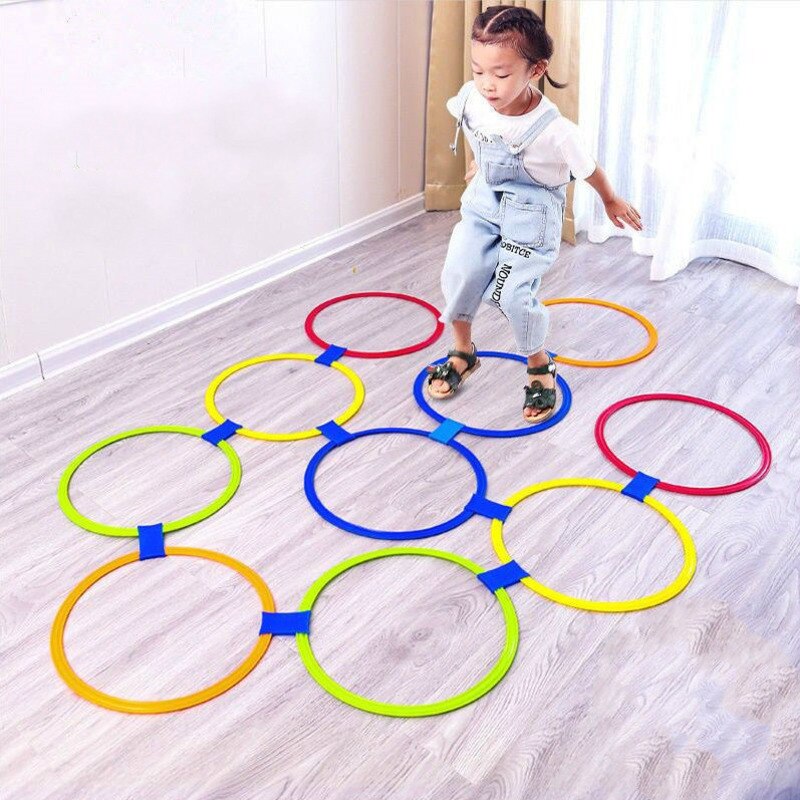 draussen Spaß Spiel Springen Ring Kindergarten Lehre Sport Spielzeug Hopscotch springen Zu sterben Gitter freundlicher Sensorische Ausbildung Ausrügestochen