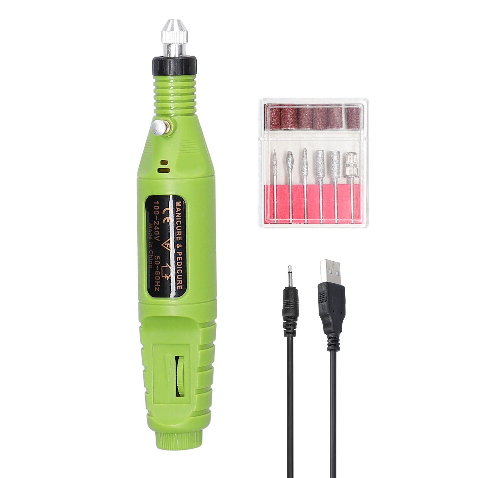 Handheld Mini Electric Grinder Nail Gelatum Removing Tool Polishing Machine Speed Adjustable Grinding Rotary Tool Kit: Green